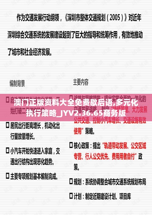澳门正版资料大全免费歇后语,多元化执行策略_JYV2.36.65商务版