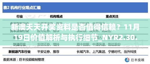 新澳天天开奖资料是否值得信赖？11月19日价值解析与执行细节_NYR2.30.50并发版