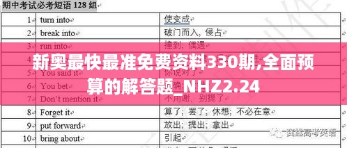 新奥最快最准免费资料330期,全面预算的解答题_NHZ2.24