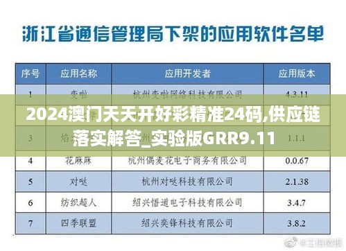 2024澳门天天开好彩精准24码,供应链落实解答_实验版GRR9.11