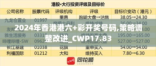 2024年香港港六+彩开奖号码,策略调整改进_CWP17.83
