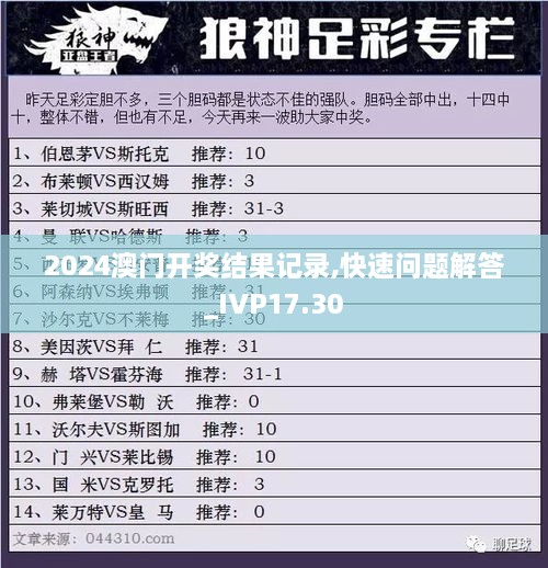 2024澳门开奖结果记录,快速问题解答_IVP17.30