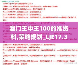 澳门王中王100的准资料,策略规划_LJE17.37