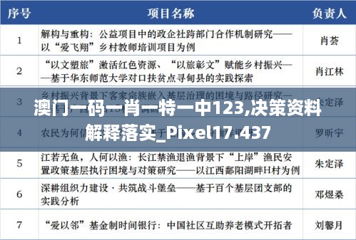 澳门一码一肖一特一中123,决策资料解释落实_Pixel17.437