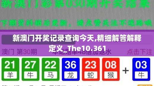 新澳门开奖记录查询今天,精细解答解释定义_The10.361