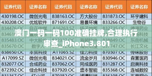 澳门一码一码100准确挂牌,合理执行审查_iPhone3.801