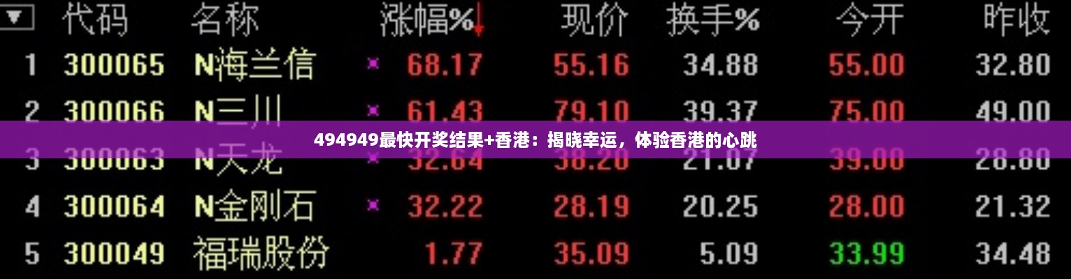494949最快开奖结果+香港：揭晓幸运，体验香港的心跳