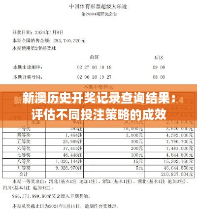 新澳历史开奖记录查询结果：评估不同投注策略的成效