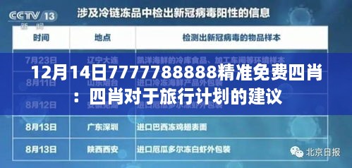 12月14日7777788888精准免费四肖：四肖对于旅行计划的建议