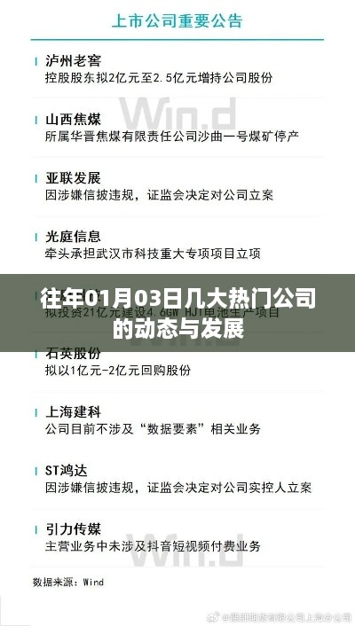 『独家解析，热门公司动态与发展，一月份最新资讯』