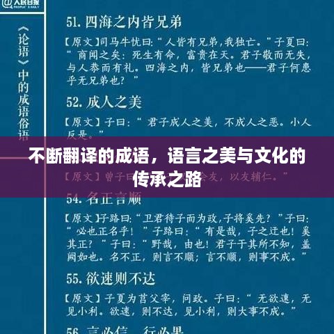 不断翻译的成语，语言之美与文化的传承之路